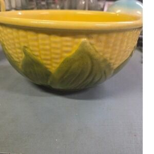 Shawnee Pottery Corn King Mixing Bowl #8 Vintage Ceramic Yellow Green USA 8 Inch